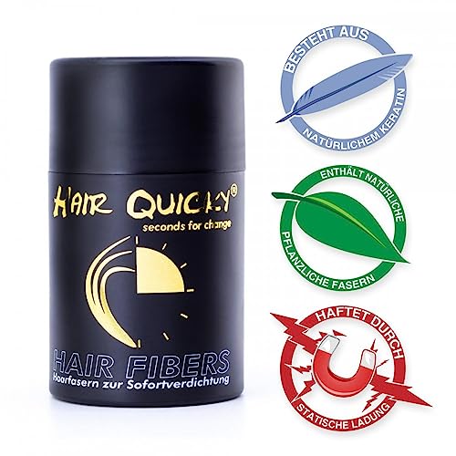 Hair Quicky® Premium Densificateur de Cheveux Fins et Clairsemés Noir | Effet Immédiat Zone Calvitie-Keratine Naturelle 