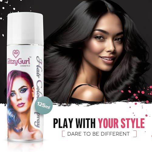 Coloration de cheveux Spray 125ml (noir) pour tous les types de cheveux en un seul coup de spraye, idéal pour un look fa