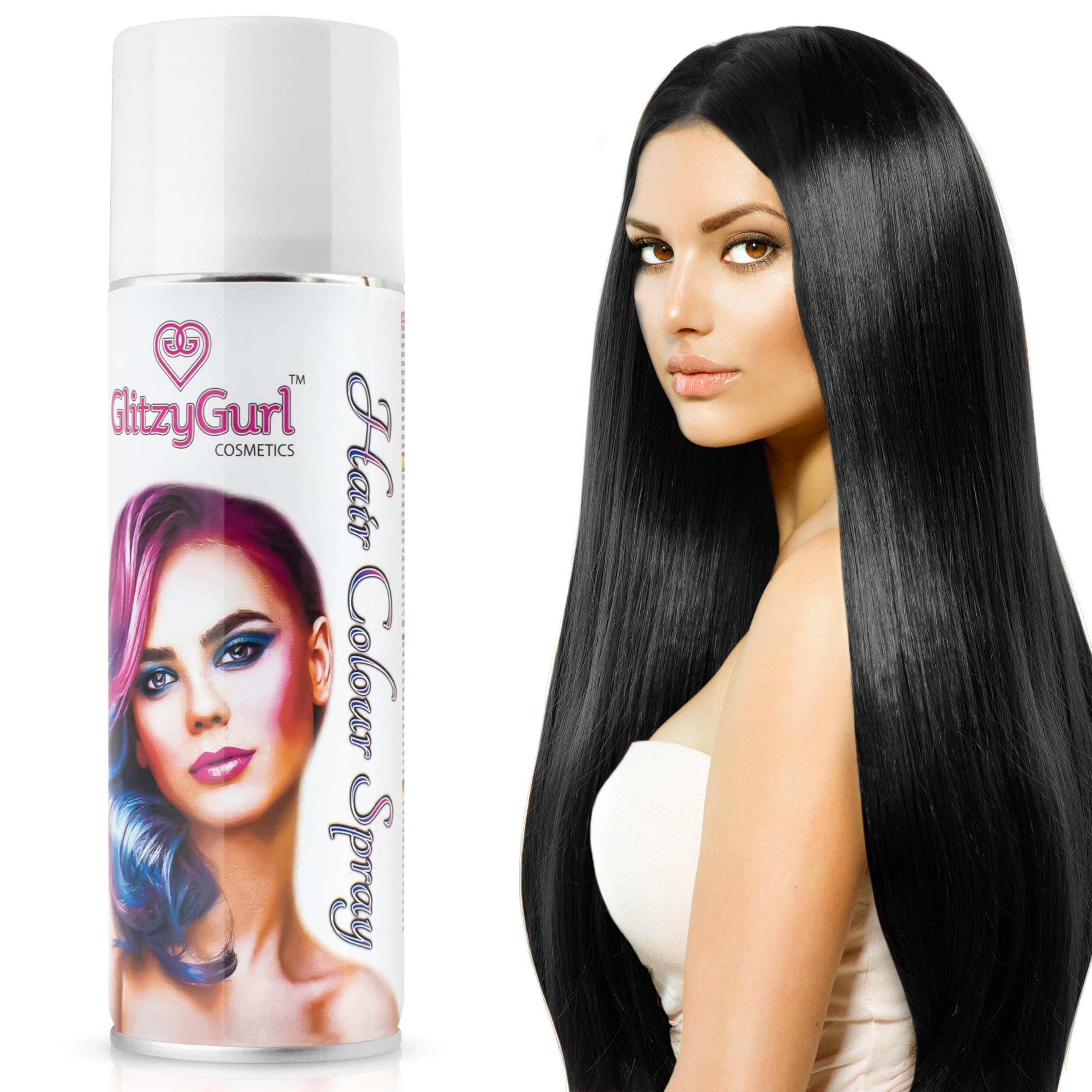 Coloration de cheveux Spray 125ml (noir) pour tous les types de cheveux en un seul coup de spraye, idéal pour un look fa